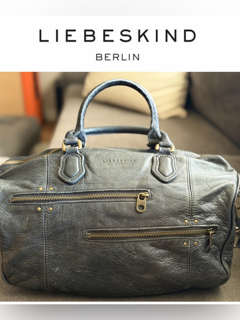 Liebeskind Berlin Pebbled Leather Satchel Crossbody Bag Large